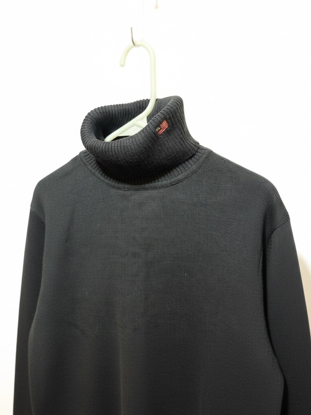 VTG Polo Ralph Lauren American Flag Black Turtleneck Sweater Cotton Knit